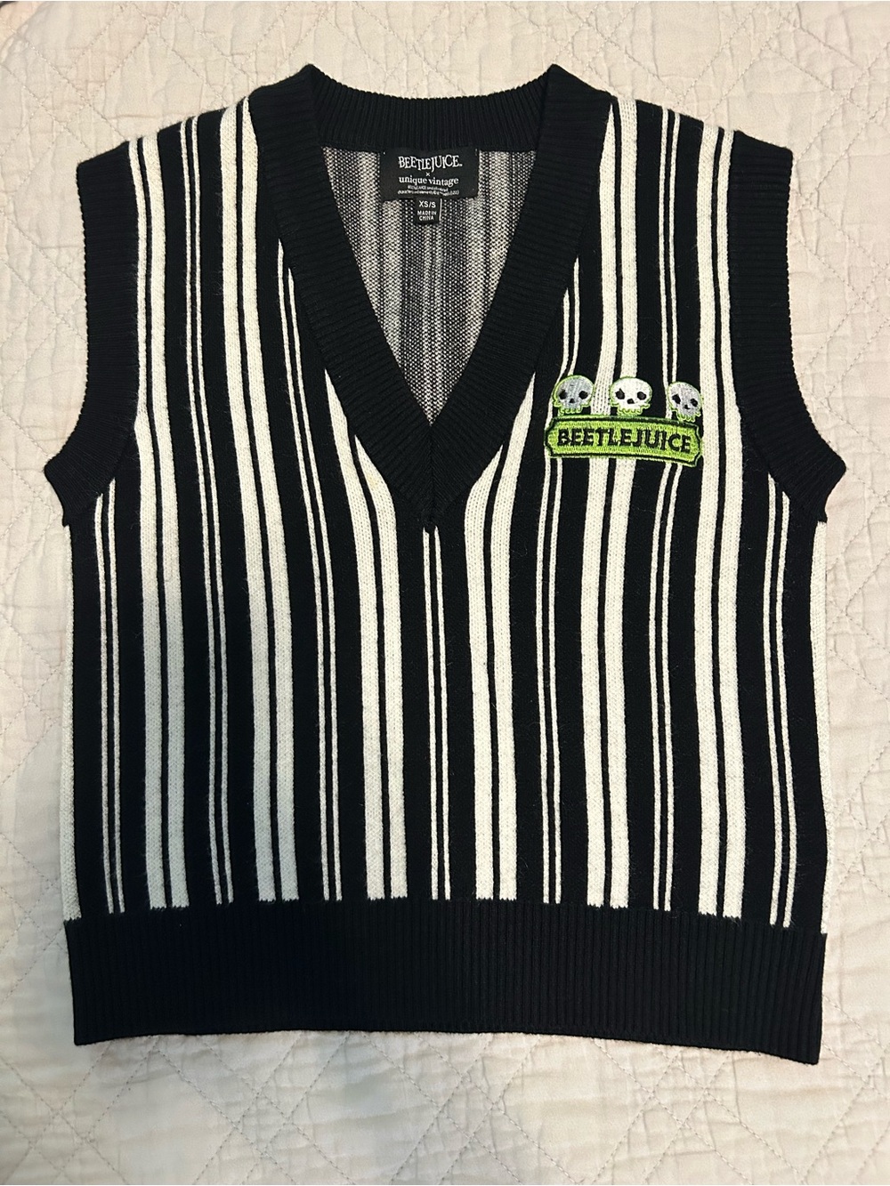 Beetlejuice x Unique Vintage Cropped Sweater Vest